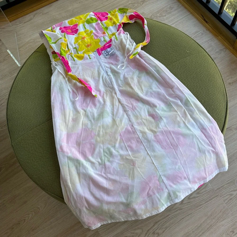 Vintage Lilly Pulitzer Sabrina Sweet Sally Print Flowered Sundress Tie-Back ~ 8 - Picture 10 of 13